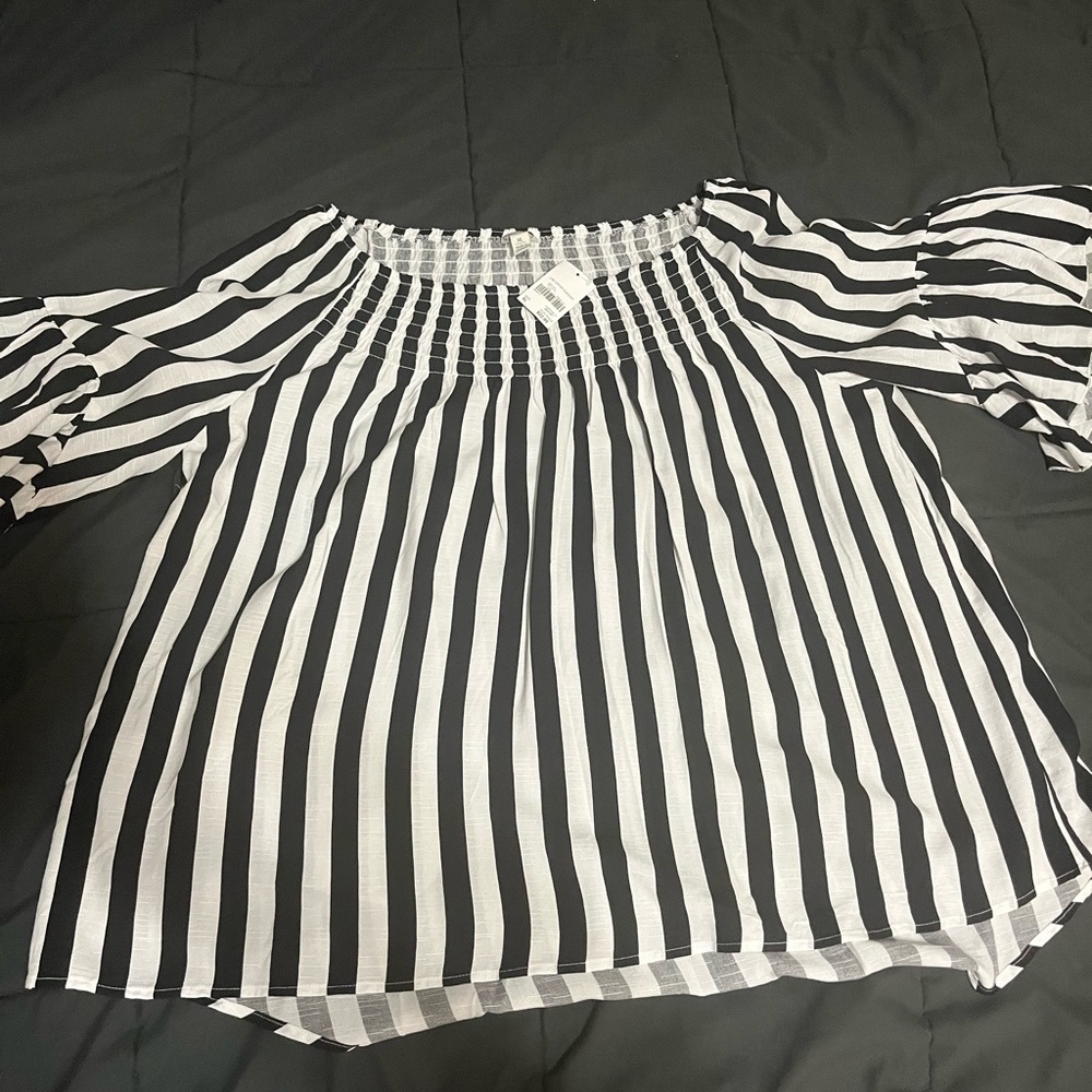 Cato Black and White Striped Blouse